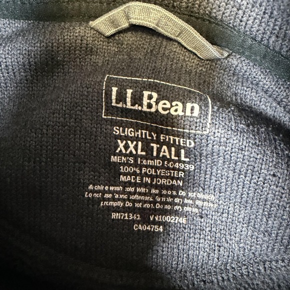 L.L.Bean Jacket Mens 2XL Tall Gray Sweater Fleece Full Zip Mazda North End - Picture 4 of 7